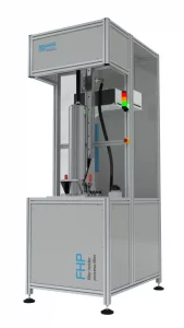 Das Bild zeigt den Filterhalter FHP für Prozessfilter. Er ist mit einer Prüfglocke für 30" Filterkerzen konfiguriert.